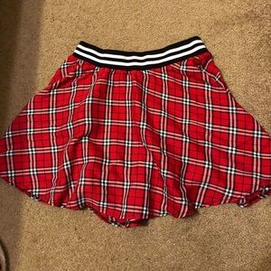 Red plaid skirt